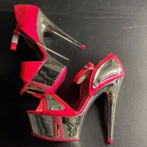 Ellie Hot Pink and Silver Platform Stiletto Sandals #S313D